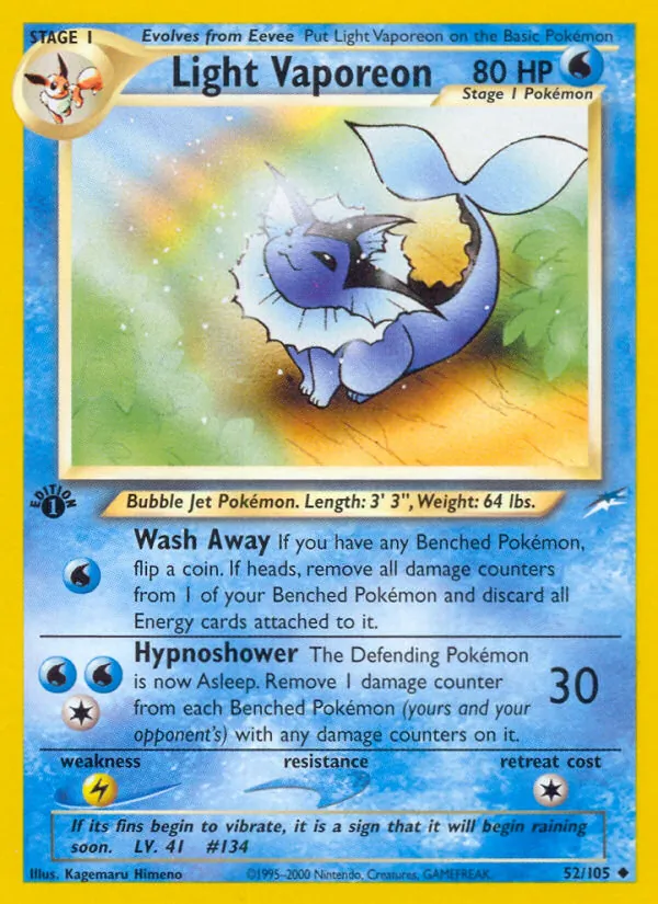 Light Vaporeon 52 · Neo Destiny