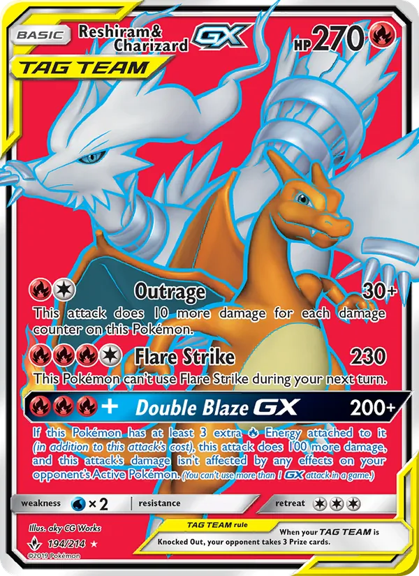 Reshiram & Charizard GX 194 · Unbroken Bonds