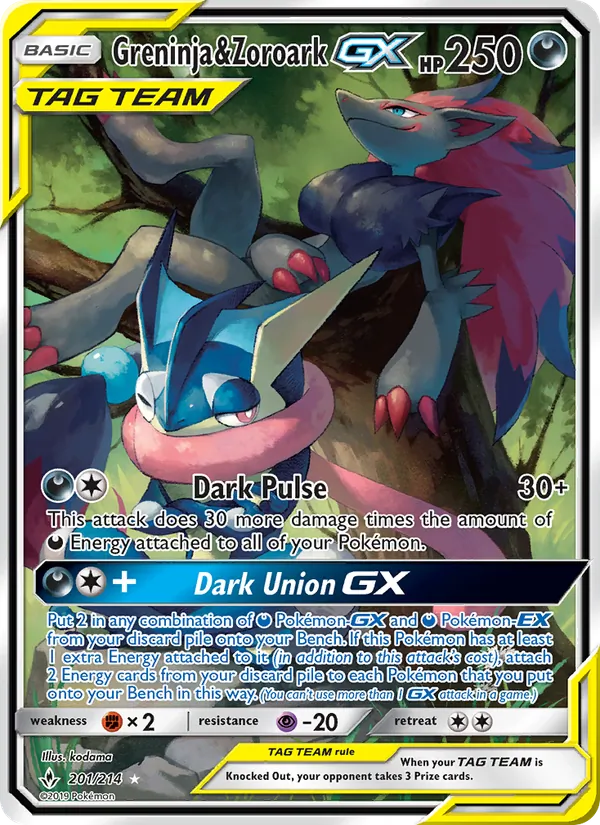 Greninja & Zoroark GX 201 · Unbroken Bonds