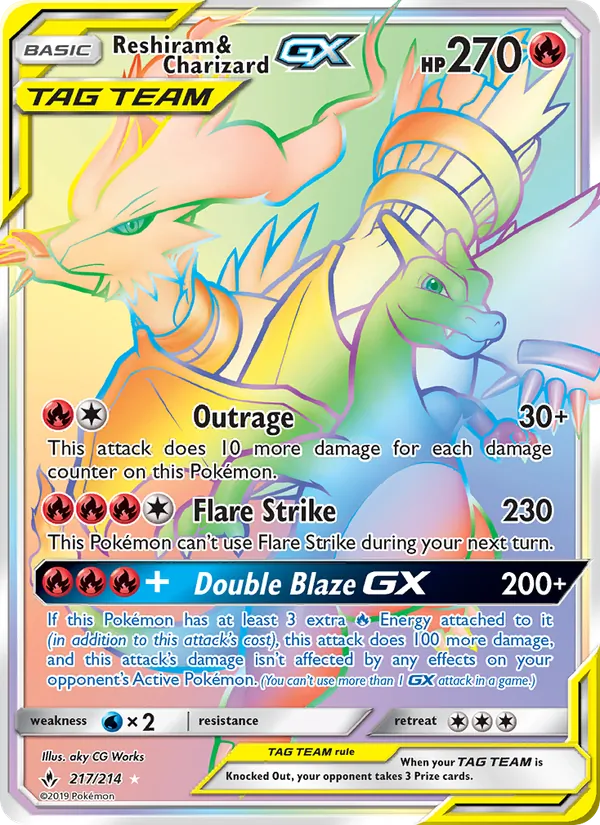 Reshiram & Charizard GX 217 · Unbroken Bonds
