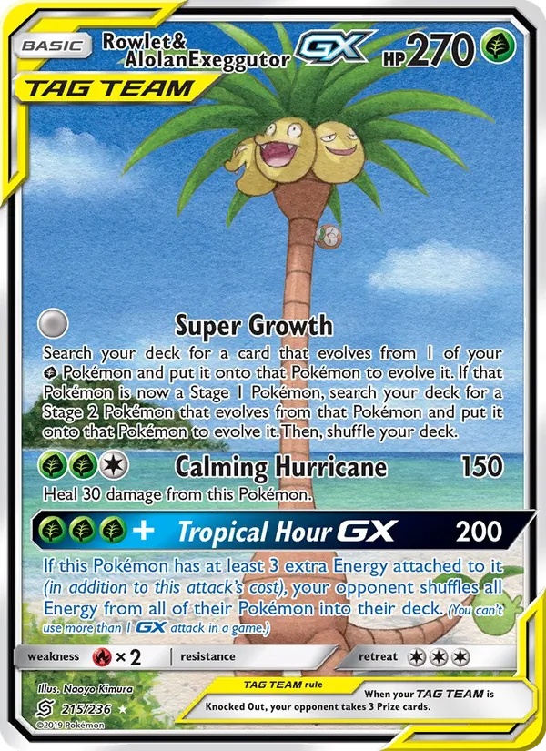 Rowlet & Alolan Exeggutor GX 215 · Unified Minds
