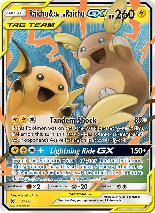 Raichu & Alolan Raichu GX 54 · Unified Minds