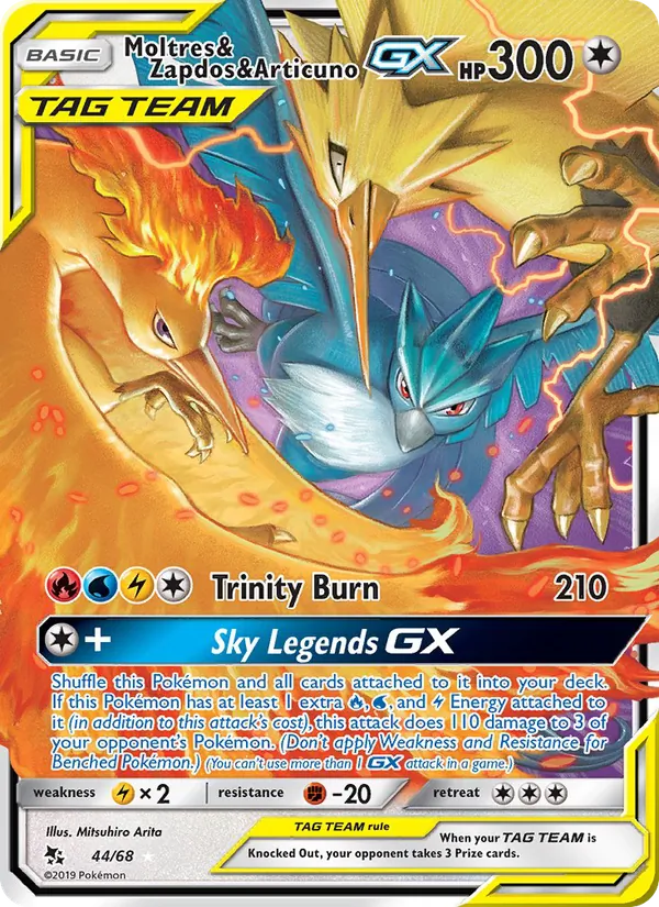 Moltres & Zapdos & Articuno GX 44 · Hidden Fates