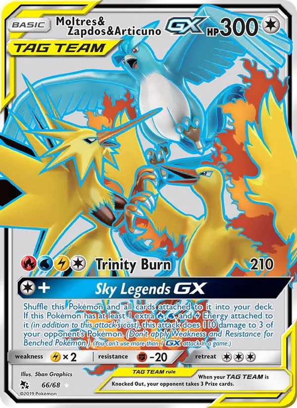 Moltres & Zapdos & Articuno GX 66 · Hidden Fates