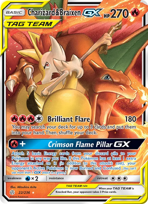 Charizard & Braixen GX 22 · Cosmic Eclipse