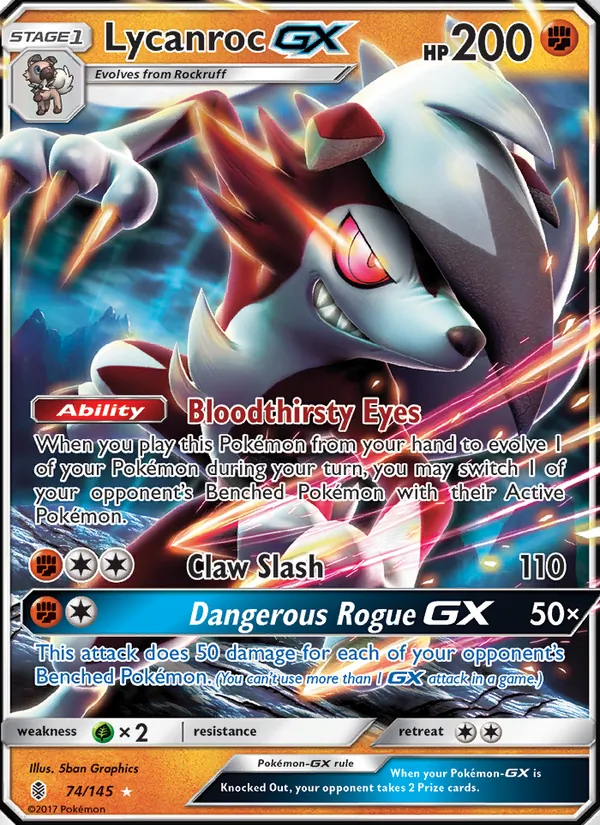 Lycanroc GX 74 · Guardians Rising