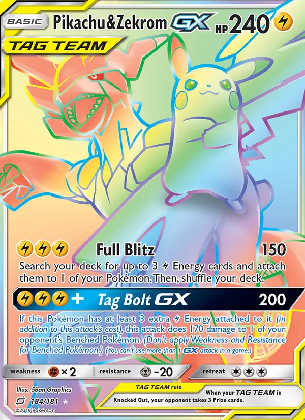 Pikachu & Zekrom GX 184 · Team Up